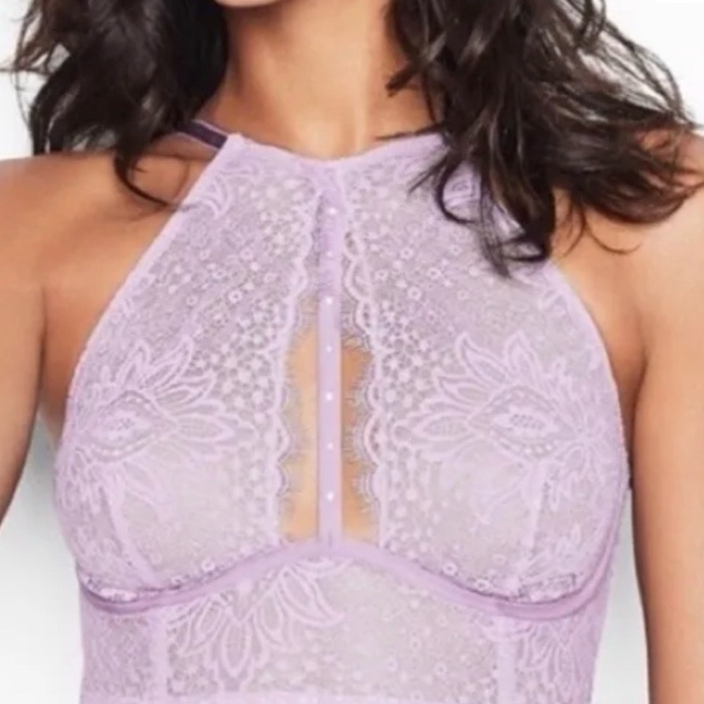 Victoria’s Secret Very Sexy Bra Size 34C Long Line Unlined Plunge Lavender New - Picture 7 of 8